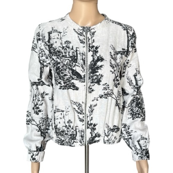 Joie Jackets & Blazers - Joie 100% Linen Toile-Scenic Print Monochromic Bomber Jacket Size S